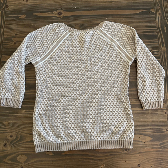 Women's Banana Republic Beige White Cotton Crew Neck Sweater L Minimalist - Picture 4 of 7